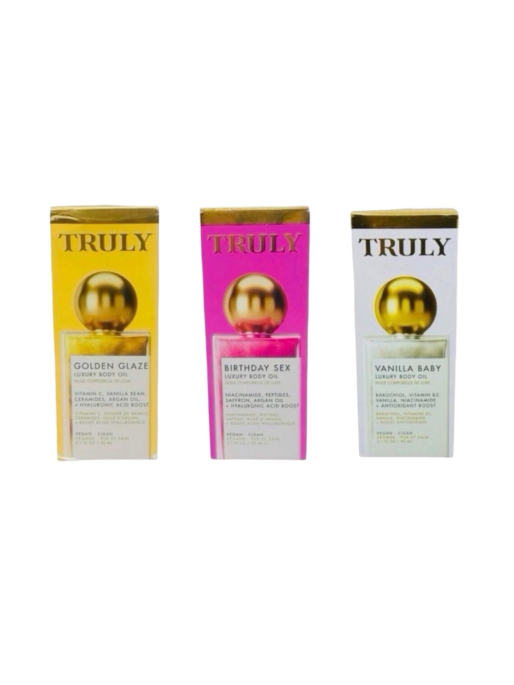 Truly Luxury Body Oil Trio - Golden Glaze, Birthday Sex, Vanilla Baby